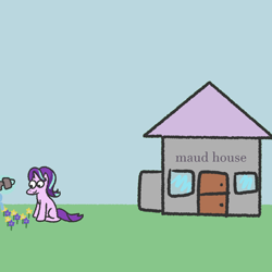 Size: 1000x1000 | Tagged: safe, artist:zoeyhorse, starlight glimmer, pony, unicorn, g4, female, flower, horn, house, levitation, magic, mare, outdoors, smiling, solo, telekinesis, watering, watering can