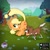 Size: 1080x1080 | Tagged: safe, gameloft, applejack, winona, dog, earth pony, pony, g4, my little pony: magic princess, duo, female, fetch, flower, mare, open mouth, open smile, outdoors, prehensile tail, smiling, stick, tail, tail wag, tongue out, tree