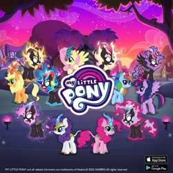 Size: 1080x1080 | Tagged: safe, gameloft, applejack, fluttershy, pinkie pie, rainbow dash, rarity, twilight sparkle, kirin, nirik, mane six