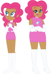 Size: 384x559 | Tagged: safe, artist:sturk-fontaine, pinkie pie, human, equestria girls, g4, base used, geode of sugar bombs, human coloration, magical geodes, simple background, superhero, two versions, white background