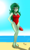 Size: 2648x4405 | Tagged: safe, alternate version, artist:danielitamlp, wallflower blush, human, equestria girls, g4, 2d, barefoot, baywatch, beach, boob freckles, breasts, busty wallflower blush, chest freckles, cleavage, clothes, cloud, feet, female, freckles, hand on hip, high res, legs, legs together, looking at you, messy hair, ocean, one-piece swimsuit, outdoors, red swimsuit, sand, shoulder freckles, sky, solo, swimsuit, unamused, water