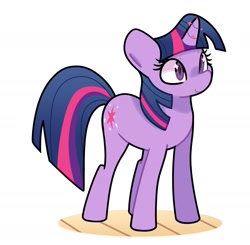 Size: 1854x1817 | Tagged: safe, artist:kindakismet, twilight sparkle, pony, unicorn, g4, female, mare, simple background, smiling, solo, unicorn twilight, white background