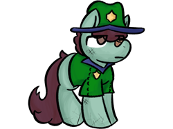 Size: 2732x2048 | Tagged: safe, artist:felixmcfurry, oc, oc only, oc:leafy trail, earth pony, pony, :|, badge, bandaid, bandaid on nose, blank flank, brown eyes, clothes, earth pony oc, female, filly, filly oc, foal, hat, park ranger, pony oc, simple background, solo, teal fur, transparent background