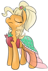 Size: 1000x1460 | Tagged: safe, artist:martinhello, applejack, g4, applejewel, clothes, dress, simple background, white background