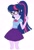 Size: 1300x1900 | Tagged: safe, artist:cheesesauce_45, sci-twi, twilight sparkle, human, equestria girls, g4, my little pony equestria girls: better together, clothes, eye clipping through hair, eyebrows, eyebrows visible through hair, female, flat colors, glasses, grin, looking at you, looking back, pleated skirt, polo shirt, ponytail, raised finger, simple background, skirt, smiling, smiling at you, solo, white background