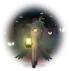 Size: 1624x1673 | Tagged: safe, artist:equestriaexploration, shiny sparks, alicorn, pony, g5, alicornified, forest, lantern, nature, night, race swap, solo, sparksicorn, tree