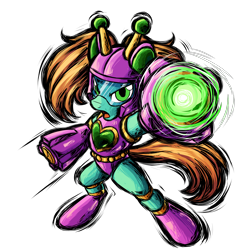 Size: 3600x3600 | Tagged: safe, artist:thescornfulreptilian, oc, oc only, oc:goldheart, pony, robot, robot pony, arm cannon, clothes, commission, helmet, leotard, simple background, solo, transparent background, weapon