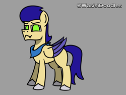 Size: 6000x4500 | Tagged: safe, alternate version, artist:alejandrogmj, artist:wasisi, oc, oc only, oc:chicken claws, pegasus, disguise, disguised changeling, doodle, fangs, gray background, male, pegasus oc, simple background, solo