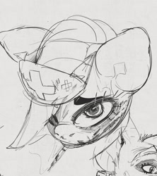 Size: 1080x1215 | Tagged: safe, artist:musicalgenius, pony, female, hat, looking at you, mare, nurse hat, sketch, tired