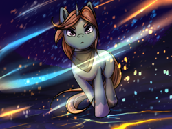 Size: 2732x2048 | Tagged: safe, artist:iimd, oc, oc only, oc:easy peasy, unicorn, artificial pony, commission, horn, neckerchief, synth, unshorn fetlocks, ych result