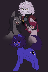 Size: 2000x3000 | Tagged: safe, artist:sleepymist, oc, oc only, bat pony, pony, undead, unicorn, vampire, fangs, horn