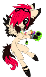 Size: 613x1032 | Tagged: safe, artist:aspenglowe, oc, oc only, pegasus, pony, full body, game boy, glasses, simple background, smiling, solo, transparent background, video game, video game console