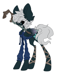 Size: 919x1123 | Tagged: safe, artist:aspenglowe, oc, oc only, pegasus, pony, 2012, gray mane, gray tail, holding, jack frost, mouth hold, ponified, simple background, solo, staff, transparent background