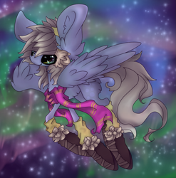 Size: 1103x1117 | Tagged: safe, artist:aspenglowe, oc, oc only, pegasus, pony, 2012, blue coat, brown mane, christmas, holiday, pegasus oc, solo, starry background