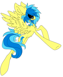 Size: 1027x1244 | Tagged: safe, artist:aspenglowe, oc, oc only, pegasus, pony, 2013, blue mane, blue tail, full body, pegasus oc, simple background, solo, tail, transparent background, wings, yellow coat, yellow wings