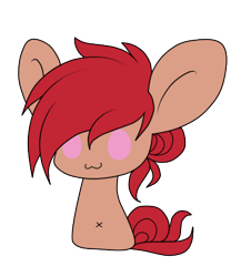 Size: 382x440 | Tagged: safe, artist:aspenglowe, oc, oc only, pony, 2013, :3, chibi, pink eyes, red hair, simple background, smiling, solo, transparent background