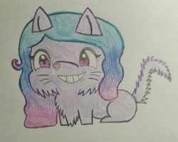 Size: 2834x2263 | Tagged: safe, artist:tom artista, izzy moonbow, cat, g5, animal, animal in mlp form, catified, drawing, female, solo, species swap, traditional art