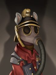 Size: 1834x2480 | Tagged: safe, artist:thescornfulreptilian, oc, oc only, bust, gas mask, mask, portrait, pyro (tf2), solo, team fortress 2