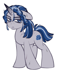 Size: 1300x1650 | Tagged: safe, artist:crimmharmony, oc, oc only, oc:coral eve, pony, unicorn, fallout equestria, fallout equestria: murky number seven, angry, braid, fanfic art, female, floppy ears, horn, ponytail, simple background, solo, tired, transparent background