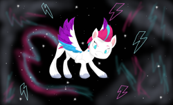 Size: 2160x1316 | Tagged: safe, artist:bluestar386, zipp storm, pegasus, pony, g5, female, floating, flowing mane, mare, solo, space, wallpaper