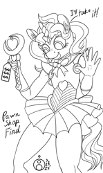 Size: 716x1200 | Tagged: safe, alternate version, artist:sepiakeys, oc, oc:blue giggles, anthro, crossdressing, monochrome, sailor moon (series), sailor senshi, solo