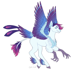 Size: 3000x2900 | Tagged: safe, artist:squishkitti, oc, oc only, hippogriff, g4, adoptable, blaze (coat marking), blue coat, blue eyes, chest fluff, coat markings, colored, colored claws, colored ears, colored eyebrows, colored fetlocks, colored hooves, colored wings, ear fluff, facial markings, feathered fetlocks, flat colors, flying, gradient fetlocks, gradient mane, gradient tail, gradient wings, gray hooves, high res, hippogriff oc, hooves, hybrid oc, hybrid tail, interspecies offspring, leg fluff, leonine tail, light blue coat, looking back, multicolored mane, multicolored tail, multicolored wings, no catchlights, offscreen character, offspring, parent:queen novo, parent:shining armor, profile, short mane, signature, simple background, smiling, solo, spread wings, striped wings, tail, tail feathers, three toned mane, three toned tail, transparent background, wing fluff, wing markings, wings