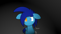 Size: 5120x2880 | Tagged: safe, artist:japkozjad, oc, oc only, oc:apply, pegasus, black background, floppy ears, gradient background, heterochromia, pegasus oc, solo, vent art