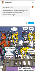 Size: 1055x2148 | Tagged: safe, artist:ask-luciavampire, oc, oc:marble bloom, oc:natsu dawn, oc:scarlet evening, oc:terra, earth pony, pony, undead, vampire, vampony, tumblr:ask-luciavampire, ask, fail, roleplaying, sleepwalking, tumblr