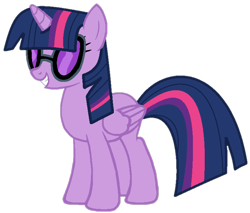 Size: 740x630 | Tagged: safe, artist:beanbases, artist:twilyisbestpone, twilight sparkle, alicorn, pony, g4, base used, cool, female, mare, simple background, smiling, solo, sunglasses, transparent background, twilight sparkle (alicorn), vinyl's glasses