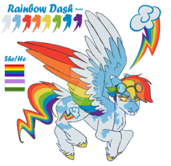 Size: 906x882 | Tagged: safe, artist:king-victor, rainbow dash, pegasus, pony, g4, alternate design, alternate eye color, alternate hairstyle, alternate universe, blue text, color palette, colored, colored eartips, colored eyebrows, colored eyelashes, colored hooves, colored pupils, colored wings, description at source, deviantart watermark, ear piercing, earring, facial markings, feathered fetlocks, flat colors, flying, frown, gauges, gay pride flag, genderqueer pride flag, goggles, goggles on head, hooves, hybrid tail, jewelry, lip piercing, looking down, mismatched wings, multicolored wings, multicolored wingtips, narrowed eyes, nose piercing, obtrusive watermark, piercing, pride, pride flag, rainbow eyebrows, rainbow wings, rainbow wingtips, redesign, septum piercing, short hair, short hair rainbow dash, simple background, solo, spread wings, tail, tail feathers, three quarter view, transparent background, two toned coat, two toned ears, watermark, wing fluff, wings, yellow eyelashes, yellow eyes, yellow hooves, yellow pupils