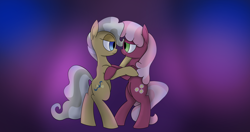 Size: 4096x2160 | Tagged: safe, artist:suryfromheaven, cheerilee, mayor mare, earth pony, pony, g4, bipedal, dancing, duo, duo female, female, hug, in love, lesbian, looking into each others eyes, love, mare, ship:mayorlee, shipping