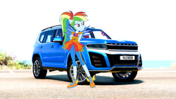 Size: 1192x670 | Tagged: safe, artist:dylan107, rainbow dash, equestria girls, g4, beamng.drive, car, crystal guardian, outdoors, procyon centauri, solo