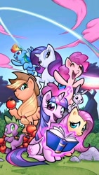 Size: 506x900 | Tagged: artist needed, source needed, safe, applejack, fluttershy, pinkie pie, rainbow dash, rarity, spike, twilight sparkle, mane six