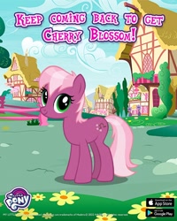 Size: 1080x1350 | Tagged: safe, gameloft, cherry blossom (g4), earth pony, pony, g4, my little pony: magic princess, female, looking at you, mare, outdoors, ponyville, solo