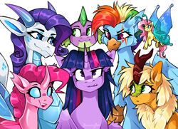 Size: 3809x2757 | Tagged: safe, artist:buvanybu, applejack, fluttershy, pinkie pie, rainbow dash, rarity, twilight sparkle