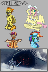 Size: 4000x6000 | Tagged: safe, artist:silverhopexiii, fluttershy, rainbow dash, scootaloo, spitfire, pegasus, pony, anthro, plantigrade anthro, g4, sketch, sketch dump