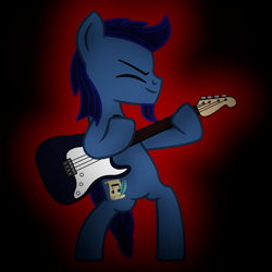 Size: 1080x1080 | Tagged: safe, artist:starless, derpibooru exclusive, oc, oc:starless, earth pony, pony, rainbow rocks 10th anniversary, bass guitar, bipedal, earth pony oc, eyes closed, guitar, male, musical instrument, solo, stallion, stallion oc