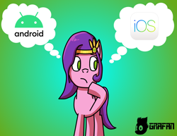 Size: 1600x1236 | Tagged: safe, artist:gradiusfanatic, pipp petals, pegasus, pony, g5, android os, female, gradient background, ios, mare, solo, thought bubble