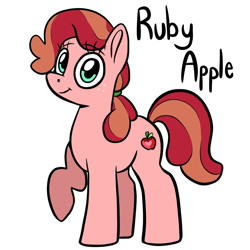 Size: 1802x1804 | Tagged: safe, artist:smirk, oc, oc only, oc:ruby apple, magical lesbian spawn, offspring, parent:apple bloom, parent:diamond tiara, parents:diamondbloom, simple background, solo, white background