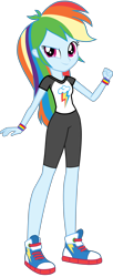 Size: 2048x5000 | Tagged: safe, artist:octosquish7260, rainbow dash, human, equestria girls, g4, clothes, compression shorts, converse, cutie mark on clothes, eqg promo pose set, female, shirt, shoes, shorts, show accurate, simple background, solo, t-shirt, teenager, tomboy, transparent background, wristband