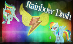 Size: 900x555 | Tagged: safe, artist:angelicsweetheart, rainbow dash, pegasus, pony, g4, element of loyalty, female, gradient background, mare, rainbow background, solo