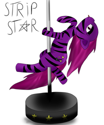 Size: 5000x6000 | Tagged: safe, artist:ananasik_ebanasik, oc, oc only, oc:strip star, zebra, female, mare, pole dancing, simple background, solo, stripper pole, white background