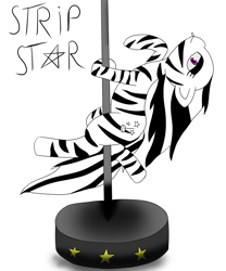 Size: 5000x6000 | Tagged: safe, artist:ananasik_ebanasik, oc, oc only, oc:strip star, zebra, female, mare, pole dancing, simple background, solo, stripper pole, white background