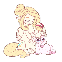 Size: 1012x1012 | Tagged: safe, artist:frowoppy, oc, oc only, pegasus, pony, unicorn, comb, female, filly, foal, horn, mare, simple background, transparent background