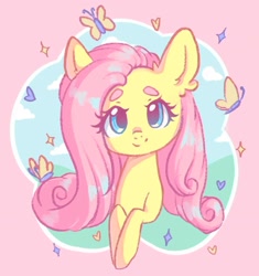 Size: 1425x1519 | Tagged: safe, artist:fluffymaiden, fluttershy, butterfly, pony, g4, solo