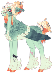 Size: 1964x2688 | Tagged: safe, artist:sleepy-nova, oc, oc only, oc:rockstar, pegasus, pony, bags under eyes, blank flank, bracelet, bridge piercing, chest fluff, coat markings, colored belly, colored eartips, colored eyebrows, colored hooves, colored pinnae, colored wings, colored wingtips, commission, dreadlocks, ear fluff, ear piercing, earring, eyebrow piercing, eyebrow slit, eyebrows, eyelashes, eyeshadow, facial markings, feathered wings, folded wings, frown, gradient legs, gradient mane, gradient tail, green coat, green eyeshadow, green wingtips, hair bun, hair jewelry, hooves, jewelry, lacrimal caruncle, leg scar, lidded eyes, lip piercing, long legs, looking back, magical lesbian spawn, makeup, male, male oc, mane jewelry, multicolored wings, no pupils, nose piercing, not zephyr breeze, offspring, orange hooves, pale belly, parent:fleetfoot, parent:tree hugger, pegasus oc, piercing, profile, purple eyes, scar, septum piercing, shiny eyelashes, shiny hooves, simple background, snake bites, snip (coat marking), socks (coat markings), solo, spiked wristband, spots, stallion, stallion oc, tail, tail bun, tail jewelry, three toned mane, three toned tail, tied mane, tied tail, torn ear, transparent background, unshorn fetlocks, wall of tags, wing markings, wing stripes, wings, wristband