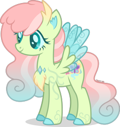 Size: 2474x2606 | Tagged: safe, artist:cirillaq, oc, oc only, oc:pixie dust, changepony, hybrid, female, interspecies offspring, offspring, parent:fluttershy, parent:pharynx, parents:pharshy, simple background, solo, transparent background, vector