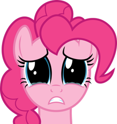 Size: 1600x1698 | Tagged: safe, artist:mehoep, pinkie pie, earth pony, pony, a friend in deed, g4, .svg available, crying, female, head only, mare, sad, simple background, solo, teary eyes, transparent background, vector