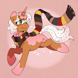 Size: 2048x2048 | Tagged: artist needed, source needed, safe, oc, oc only, oc:donut daydream, pony, unicorn, clothes, horn, male, male oc, rule 63, scarf, solo, stallion, stallion oc, striped scarf, textured background