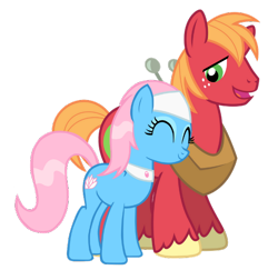 Size: 642x624 | Tagged: safe, edit, vector edit, big macintosh, lotus blossom, earth pony, pony, g4, ^^, crack shipping, duo, duo male and female, eyes closed, female, lotusmac, male, mare, open mouth, open smile, shipping, simple background, smiling, stallion, straight, transparent background, unshorn fetlocks, vector